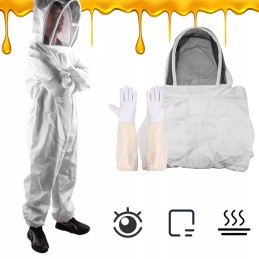 Bitininkystės kostiumas su XL dydžio užtrauktuku ir XL dydžio pirštinėmis