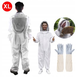 Bitininkystės kostiumas su XL dydžio užtrauktuku ir XL dydžio pirštinėmis