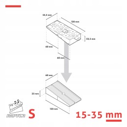 Regulējams ķīļveida kronšteins RAPTOR S 15-35 mm - sijām