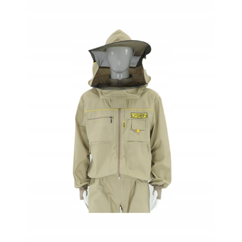 ŁYSOŃ PREMIUM LINE megztinis su užtrauktuku su kepure, smėlio spalvos, S dydis