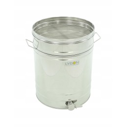 Medaus skaidrintuvas 200L, nerūdijantis plienas, su rankenomis ir sieteliu - ŁYSOŃ