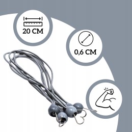 ELASTINGA GUMA SU KAMULU IR KABLIU, PILKA, 20cm