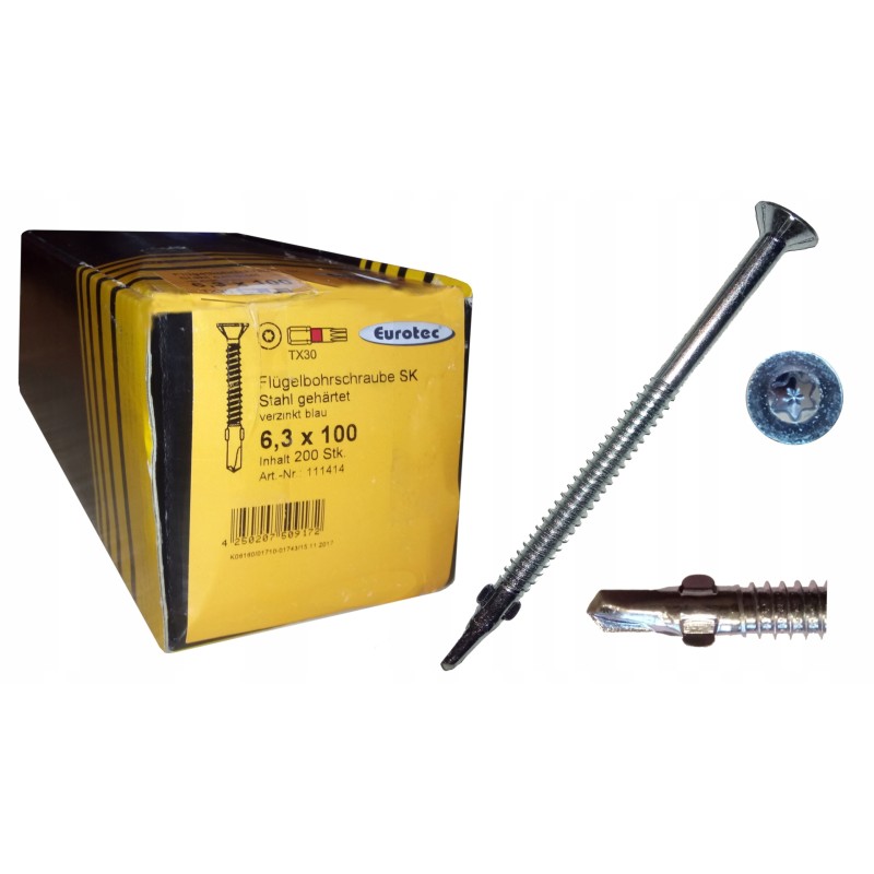 Eurotec savaime gręžiantis varžtas, cinkuotas, 6,3x100 - 1 vnt