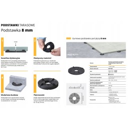 STENDS, fiksēts gumijas balsts 8 mm TERASES flīzēm