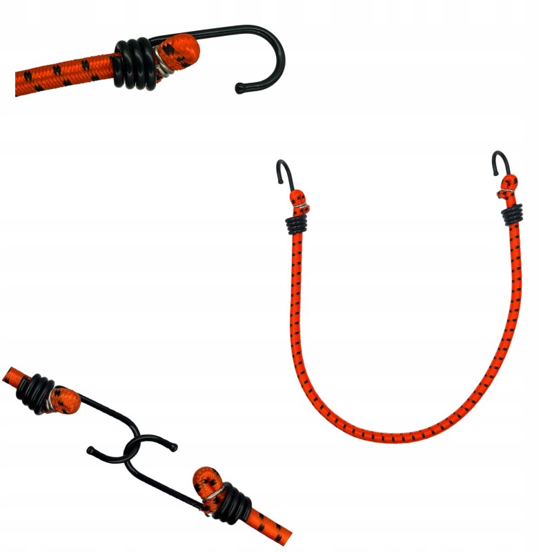 Guminė elastinė virvė su metaliniais kabliais bagažo tvirtinimui prie brezento 0,8x60 cm