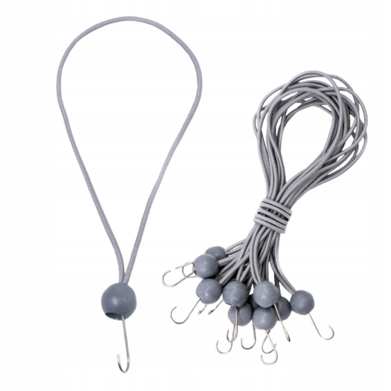 Guminis elastinis virvelė su metaliniu kabliu tinkliniams brezentams tvirtinti