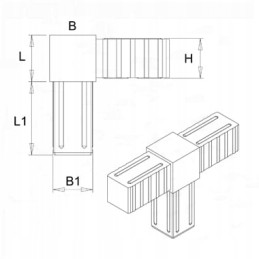 Plastikinė jungtis 25x25x1,5, 2D3 V25 X1,5