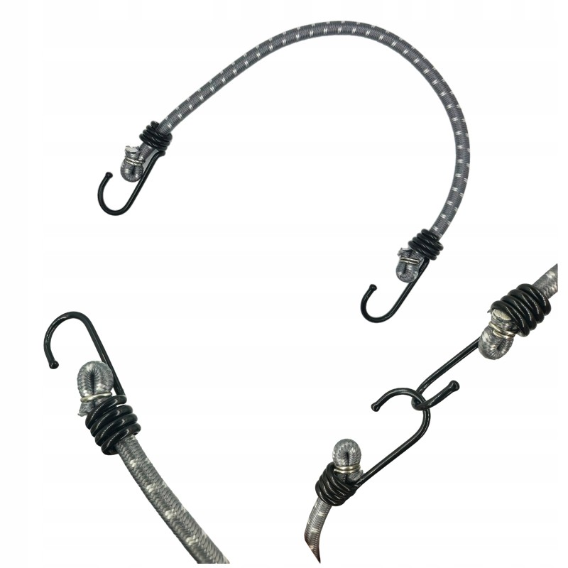 Guminė elastinė virvė su metaliniais kabliais bagažo tvirtinimui prie brezento 0,8x40 cm