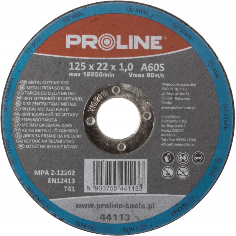 Metalo pjovimo diskas 115x2,5x22mm PROLINE (44111)