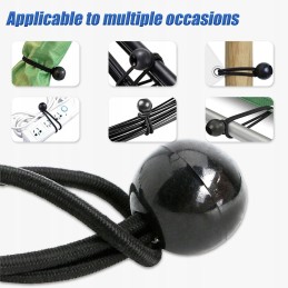 Tension Elastic su kamuoliuku ir kabliuku (pilka 100mm) palapinėms, tentams, plakatams. Brezento įtempiklis, plėtimo kilpa, brez