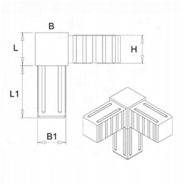Plastikinė jungtis 25x25x1,5, 3D3 V25 X1,5