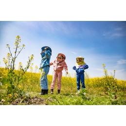 Children's jumpsuit with hat, blue,