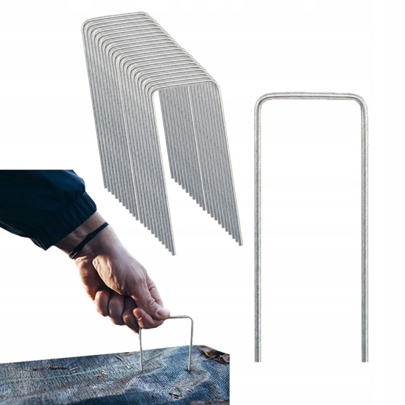 'U' formos cinkuoto metalo kaiščiai, 20 vnt.