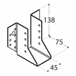 Tvirtinimas prie išorinės atraminės sijos, 45 cm