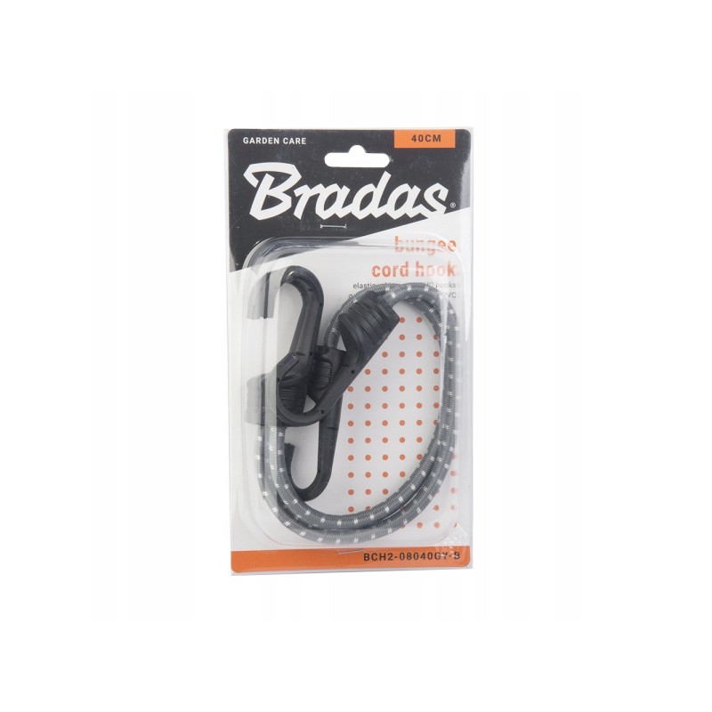 Elastinių juostų rinkinys su metaliniu kabliuku 0,8 x 40cm pilkas BCH2-08040GY-B Bradas