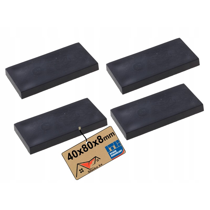 Protective insulating rubber pads spacer joists boards 80x40x8mm 4pcs