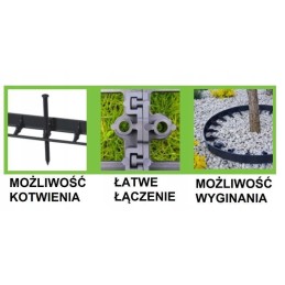 Lawn edging 45mm x 100cm x 75mm black