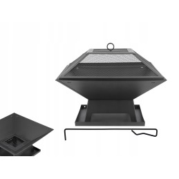 Kvadrātveida dārza ugunskura bedre 45 cm ar vāku