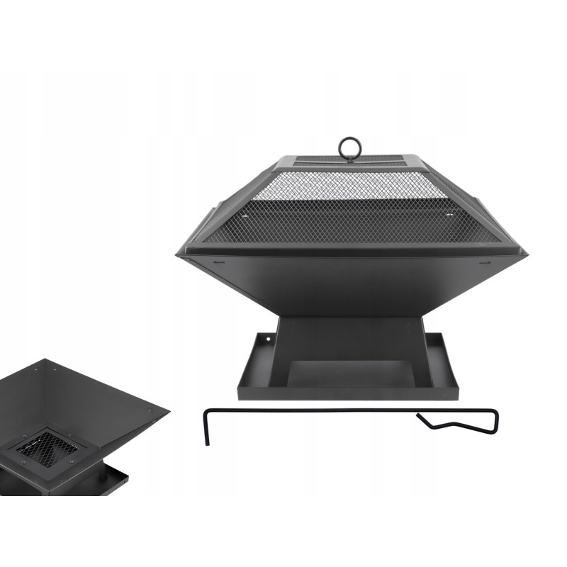 Kvadrātveida dārza ugunskura bedre 45 cm ar vāku