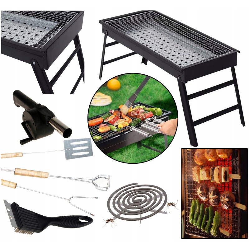 Foldable tourist garden charcoal grill mega grill set large