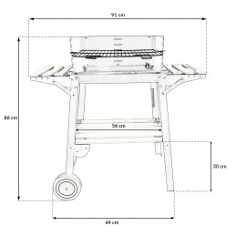Garden charcoal grill with adjustable grate
