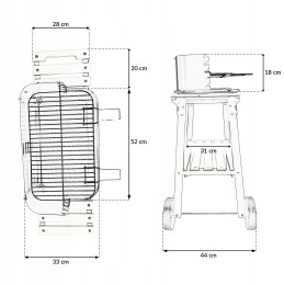 Garden charcoal grill with adjustable grate