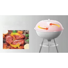 Apaļš ogļu grils ar vāku, grils uz ritenīšiem, sfērisks grils, 43 cm