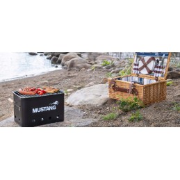 Portable charcoal camping grill party box 32x21 cm black mustang