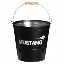 Tūristu pārnēsājams kokogļu grila ballīšu spainis 32x21 cm melns - mustangs