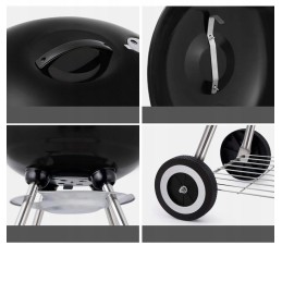 Garden charcoal grill for briquettes, closed, cover, shelf