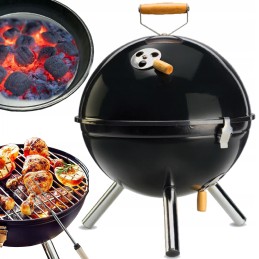 Portable round garden charcoal camping grill with cover