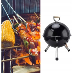 Portable round garden charcoal camping grill with cover
