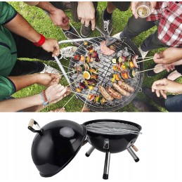 Portable round garden charcoal camping grill with cover
