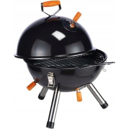 Portable round garden charcoal camping grill with cover