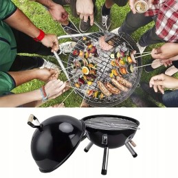 Portable round garden charcoal camping grill with cover