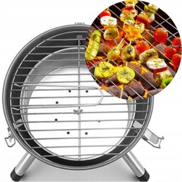 Portable round garden charcoal camping grill with cover