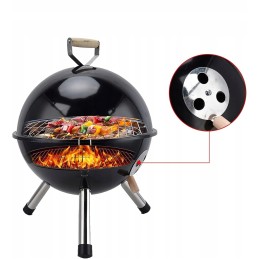 Portable round garden charcoal camping grill with cover