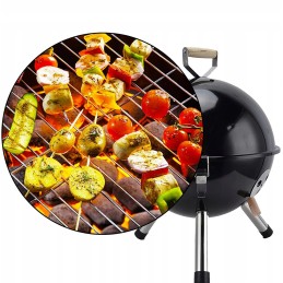 Portable round garden charcoal camping grill with cover