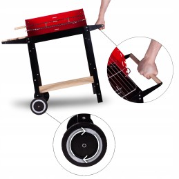 Kaasaskantav aia söegrill, kroomitud rest, pliit, rattad, riiulid