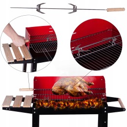 Kaasaskantav aia söegrill, kroomitud rest, pliit, rattad, riiulid