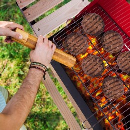 Kaasaskantav aia söegrill, kroomitud rest, pliit, rattad, riiulid