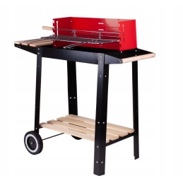 Kaasaskantav aia söegrill, kroomitud rest, pliit, rattad, riiulid