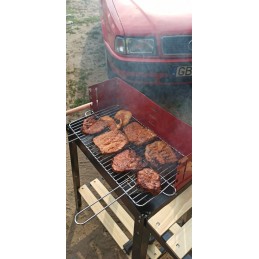 Kaasaskantav aia söegrill, kroomitud rest, pliit, rattad, riiulid