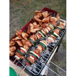 Kaasaskantav aia söegrill, kroomitud rest, pliit, rattad, riiulid