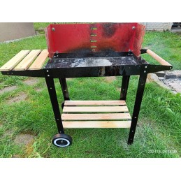 Kaasaskantav aia söegrill, kroomitud rest, pliit, rattad, riiulid