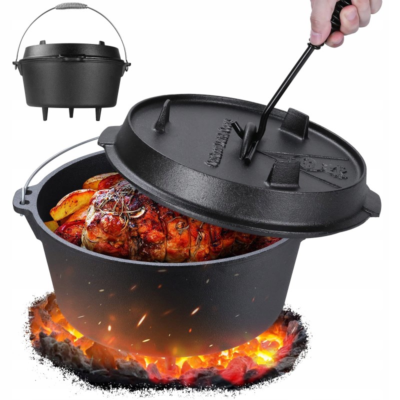 Jahikatel, malm, ungari pott, lõkkepraed, grill, 6l