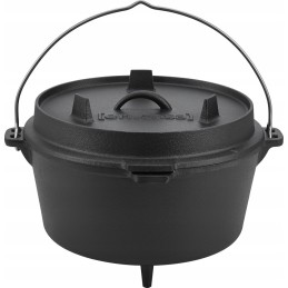 Medžioklės katilas, ketaus, vengriškas puodas, kepsniai laužui, grilis, 6l