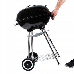 Aia söegrill kaanega, suur ümmargune tuhapann, rattad, riiul