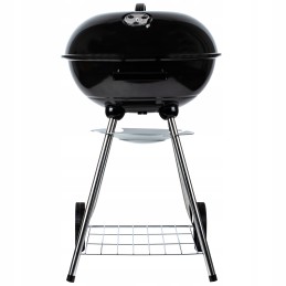 Aia söegrill kaanega, suur ümmargune tuhapann, rattad, riiul