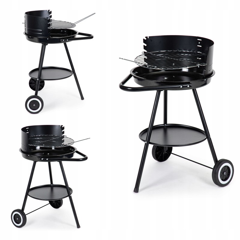 Garden charcoal grill, round grate with adjustable grate height